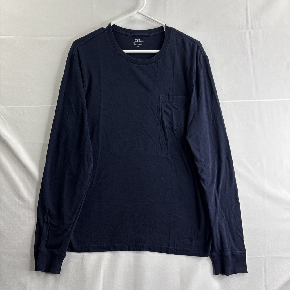 J.Crew Men's Medium Navy Blue Cotton Long Sleeve T-Shirt Casual